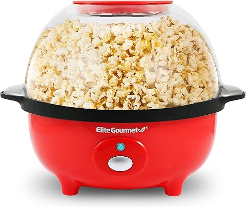 Elite Gourmet EPM330R Stirring Ceramic Nonstick 12-Cup Popcorn Maker, Red
