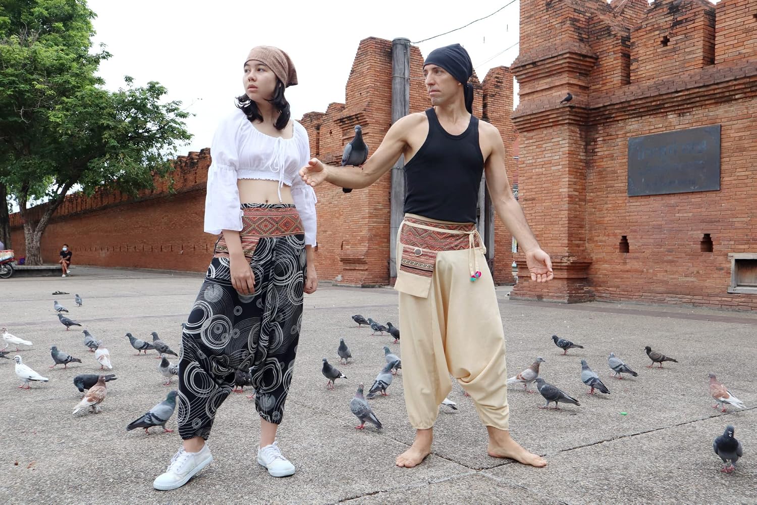 RaanPahMuang Premium Cotton Yoga Harem, Boho Pants for Women, with Side Pocket, Hippy Baggy Tribe Pants