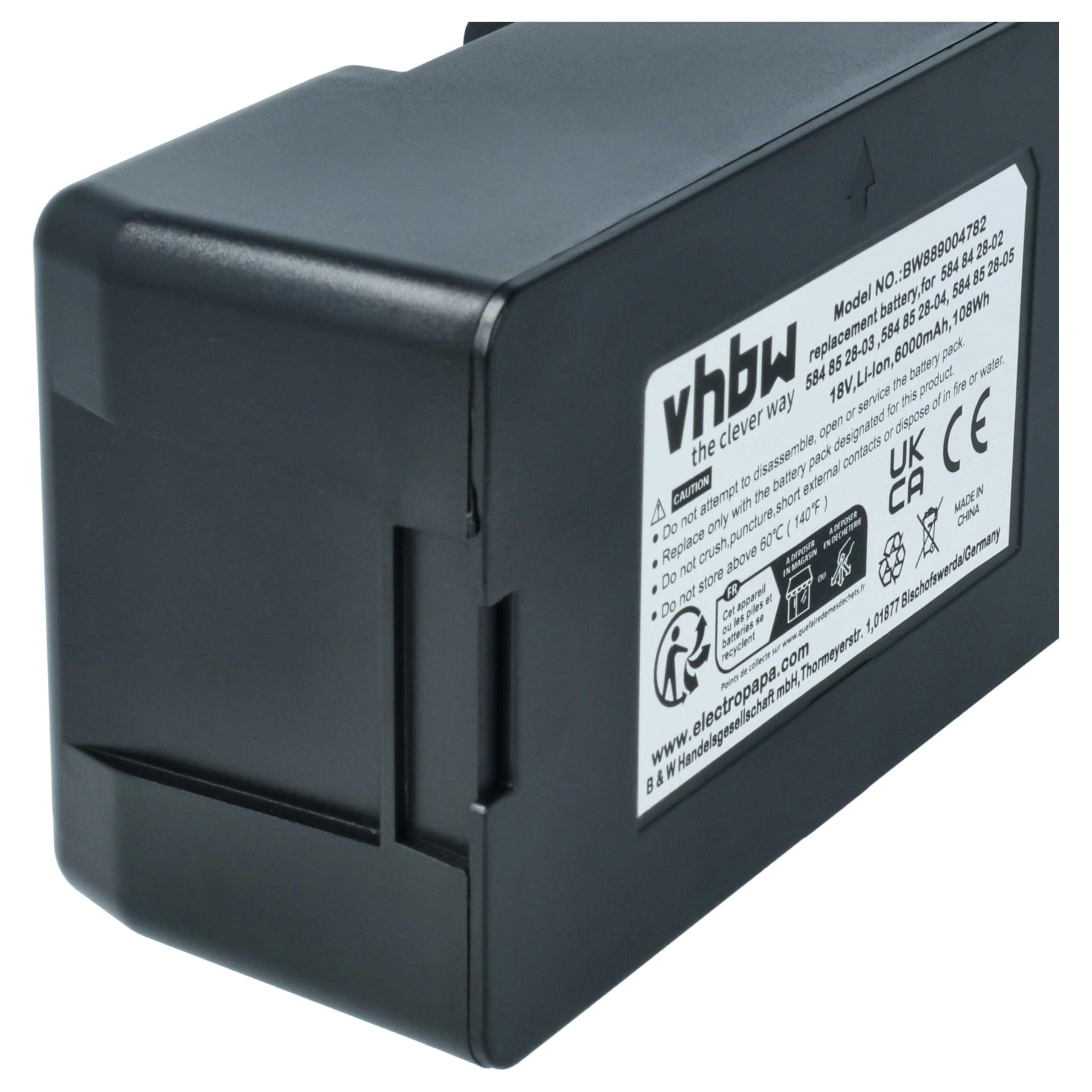 vhbw Batería Compatible con McCulloch Rob S800, Rob S400, Rob S500 Robot cortacésped 6 Ah, 18V Li-Ion