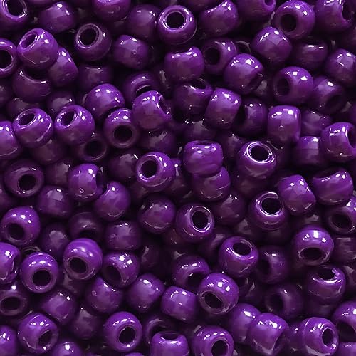 BeadExplosion Cuentas de cuervo de ciruela morada, cuentas de poni, hechas en Estados Unidos, agujero grande de 0.236 x 0.354 in, B07599, lila
