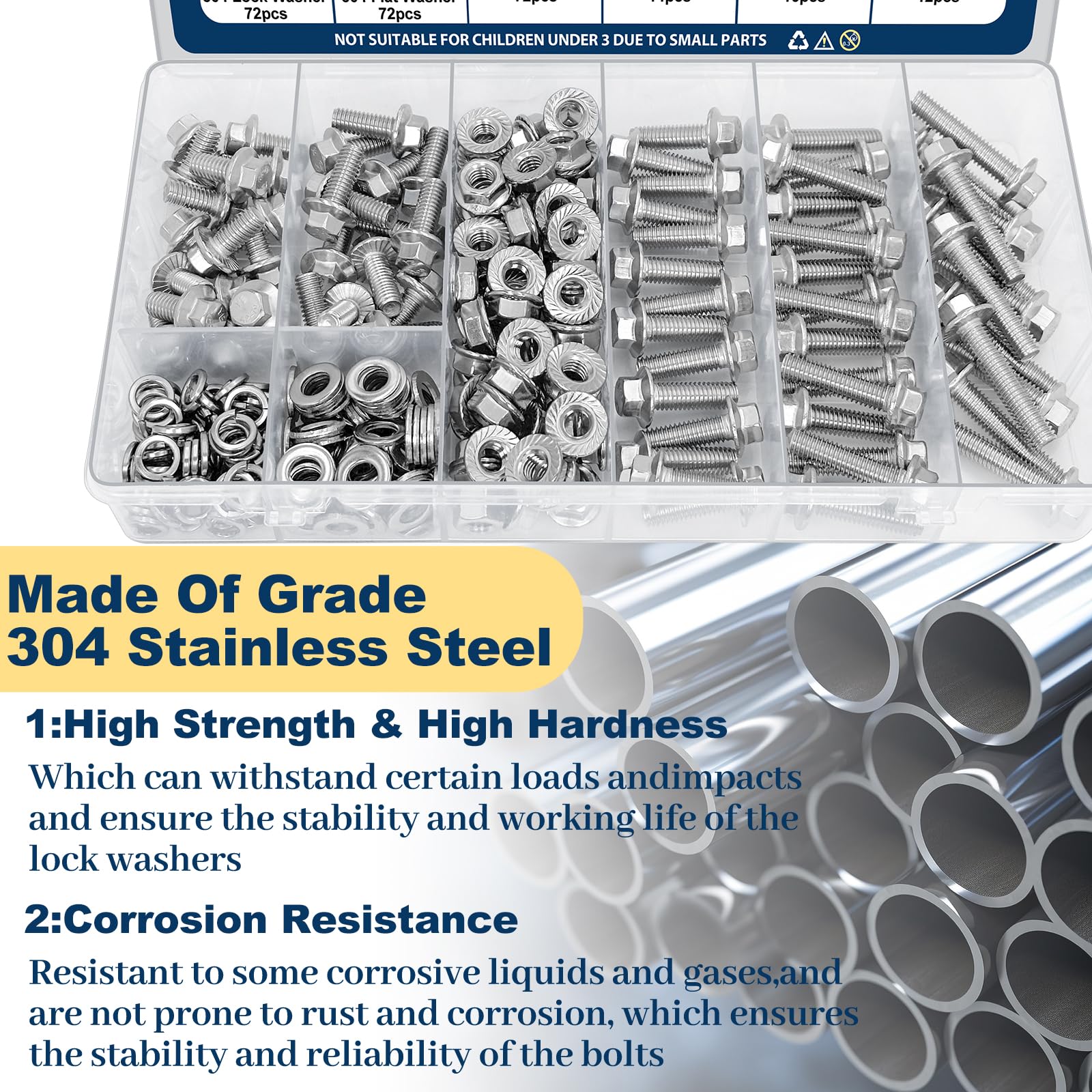 Stainless Steel Flange Bolt & Nut Kit - 288 Pcs -4