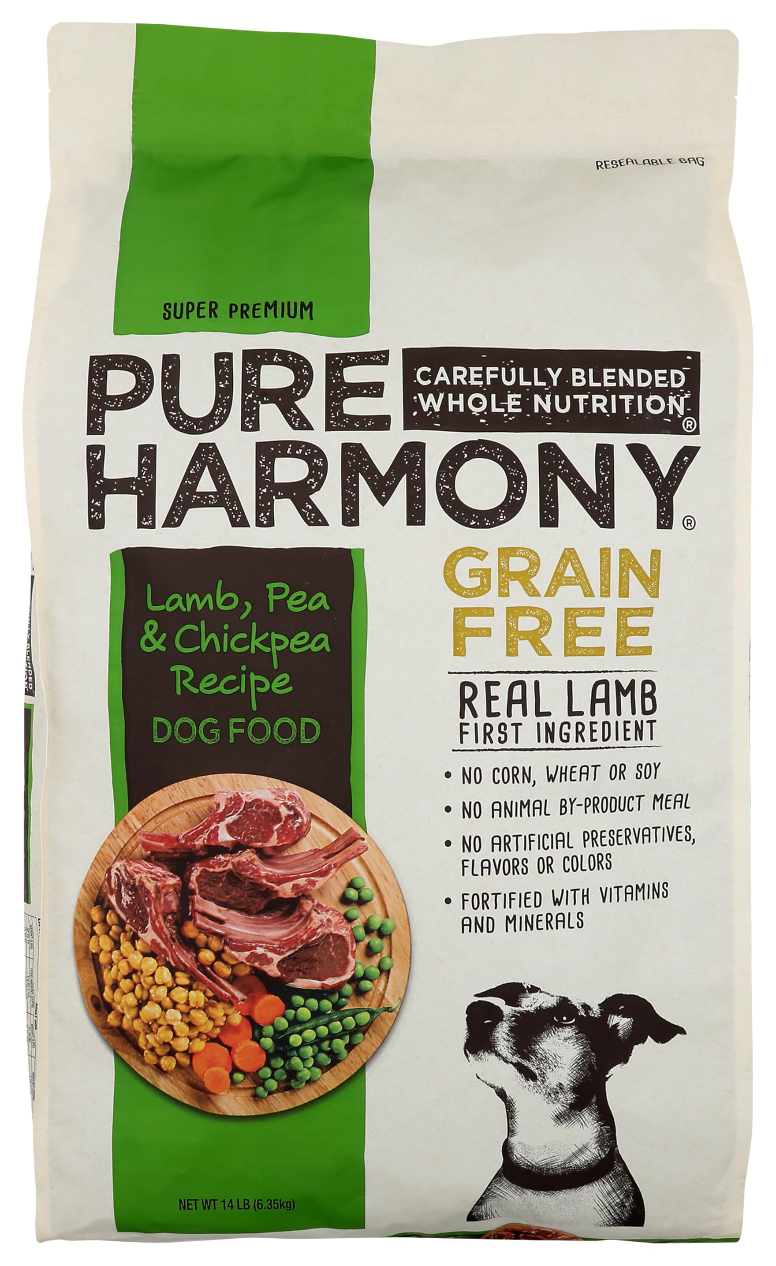 Pure Harmony, Dog Food, Grain Free, Lamb, Pea & Chickpea Recipe , 14 LB