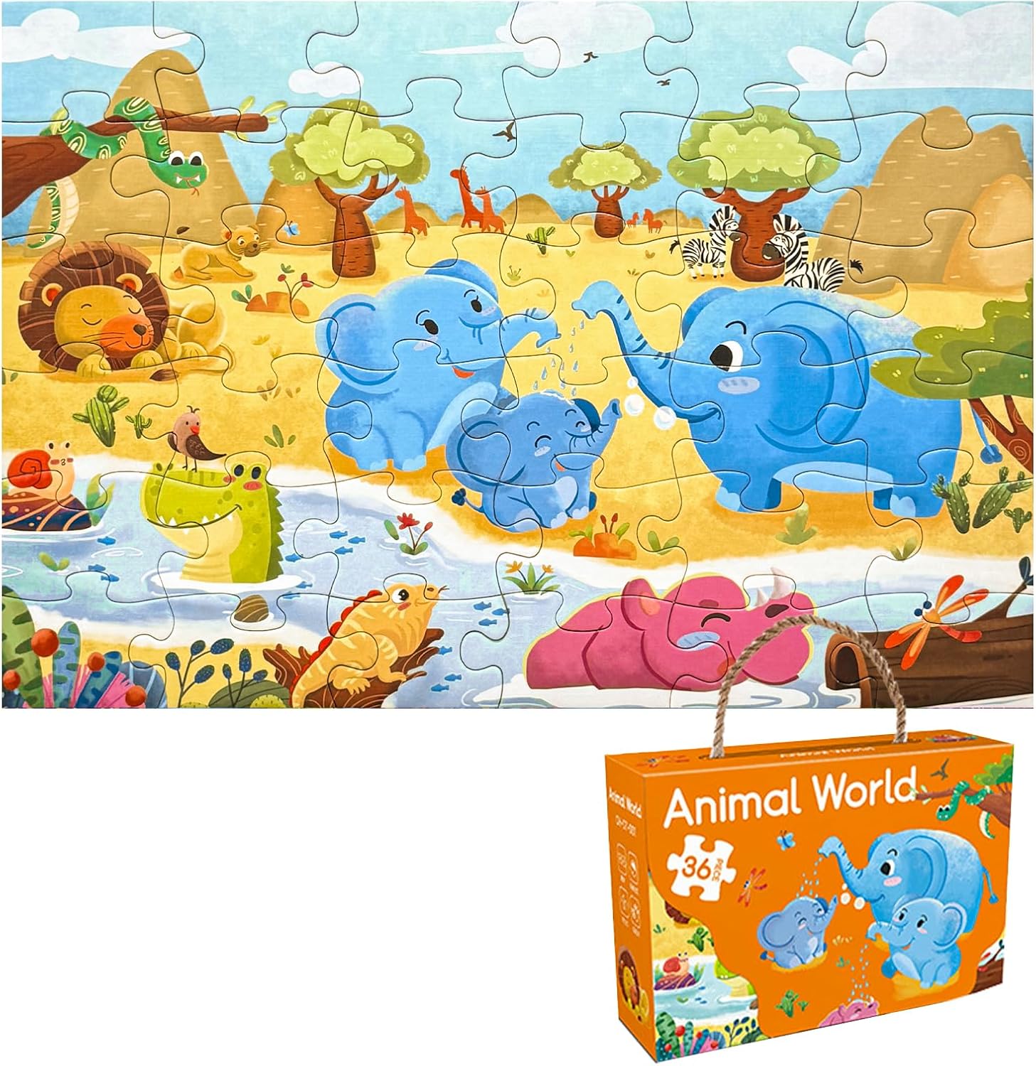 GIVEITALL Puzzles for Kids Ages 3-6 6-8 8-10 Year Old,Dinosaur Family Puzzle 36 Pieces Animal Puzzle Enlightening Game Creative Gifts for Boys Girls (Dinosaur)