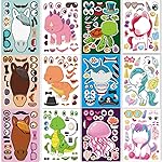 24 Sheets 8.27\'\'5.9\'\' Make Your Own Stickers for Kids Toddlers, Make a Face Stickers Mix and Match with Unicorns Dinosaur Horse and Sea Animals for Kids Party Favors Activities