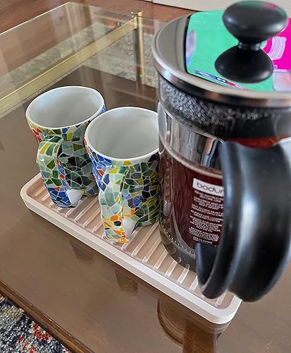 Miniatura 4 de Happitasa - Bandeja organizadora para fregadero de cocina de silicona, soporte de esponja y protector de encimera, estilo de líneas rectas (dólar de