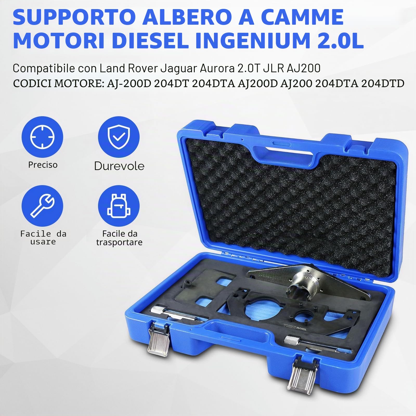 Kit di strumenti di fasatura per bloccaggio albero a camme motore compatibile con Land Rover Jaguar Aurora 2.0T JLR AJ200 Diesel Engine Set di strumenti di allineamento albero a camme, OEM JLR-303