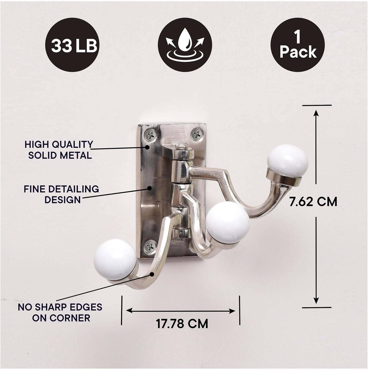 Indian Shelf Decorative Chrome Swivel Wall Hooks Iron Ceramic Antique Foldable Coat Hooks for Hanging 3 Prong Folding Vintage Towel Holder Tri Arm Robe Hook Unique Hat Purse Hanger