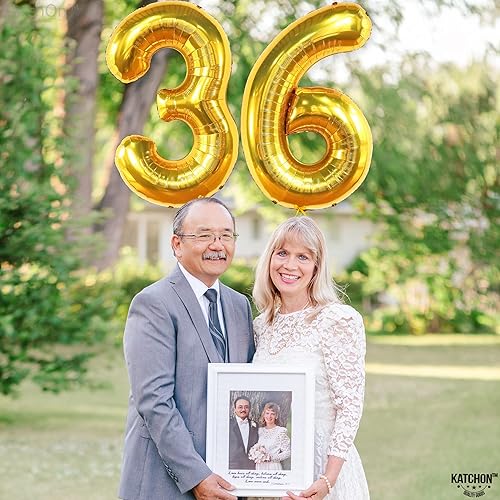Miniatura 8 de KatchOn, Globos dorados gigantes del número 36, 40 pulgadas, globos de números 36, decoraciones de cumpleaños 36 para hombres, globos dorados