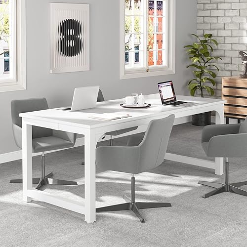 Miniatura 6 de Tribesigns 70.8”Executive Desk, Large Office Computer Desk with Thicken Frame, Modern Simple Workstation Business Furniture for Home Office, White