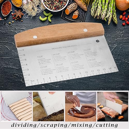 Miniatura 5 de HaSteeL Accesorios para plancha, espátula de metal, juego de 8 de acero inoxidable con mango de madera, espátula profesional para plancha, espátula,