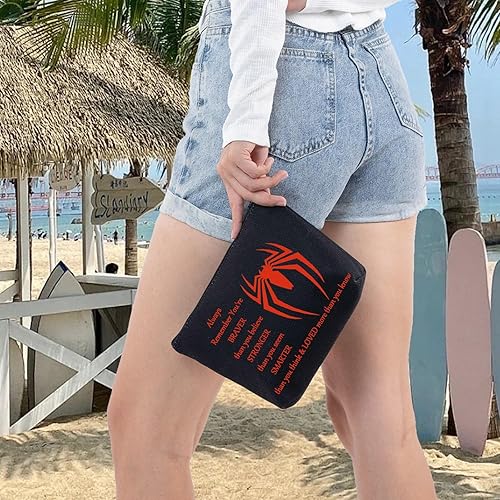 Miniatura 7 de LEVLO Bolsa de maquillaje de película de araña, regalo inspirado en los fanáticos de la película, eres más valiente, más fuerte y más inteligente de