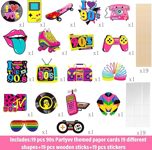 Miniatura 3 de 19 centros de mesa de fiesta de los años 90 para mesa retro de los años 90, decoración de mesa de fiesta de los años 90 para fiesta de cumpleaños