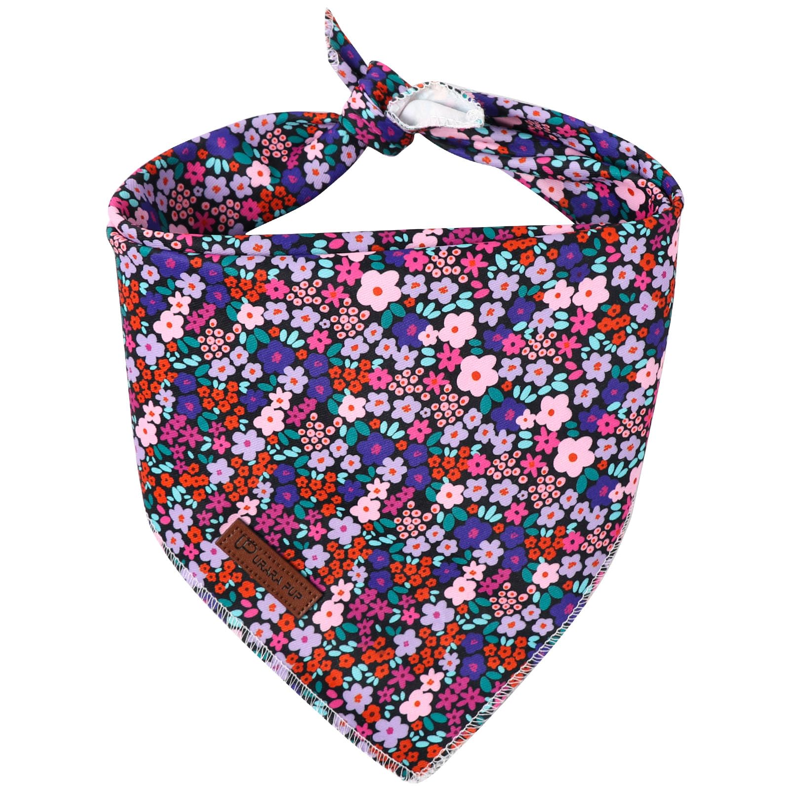Floral Dog Bandana, UP URARA PUP Flowers Triangle Bid Scarf for Medium Large Dogs, Cotton Kerchief for Girl Boy Puppies, Cute Spring Blossom Bandana,S