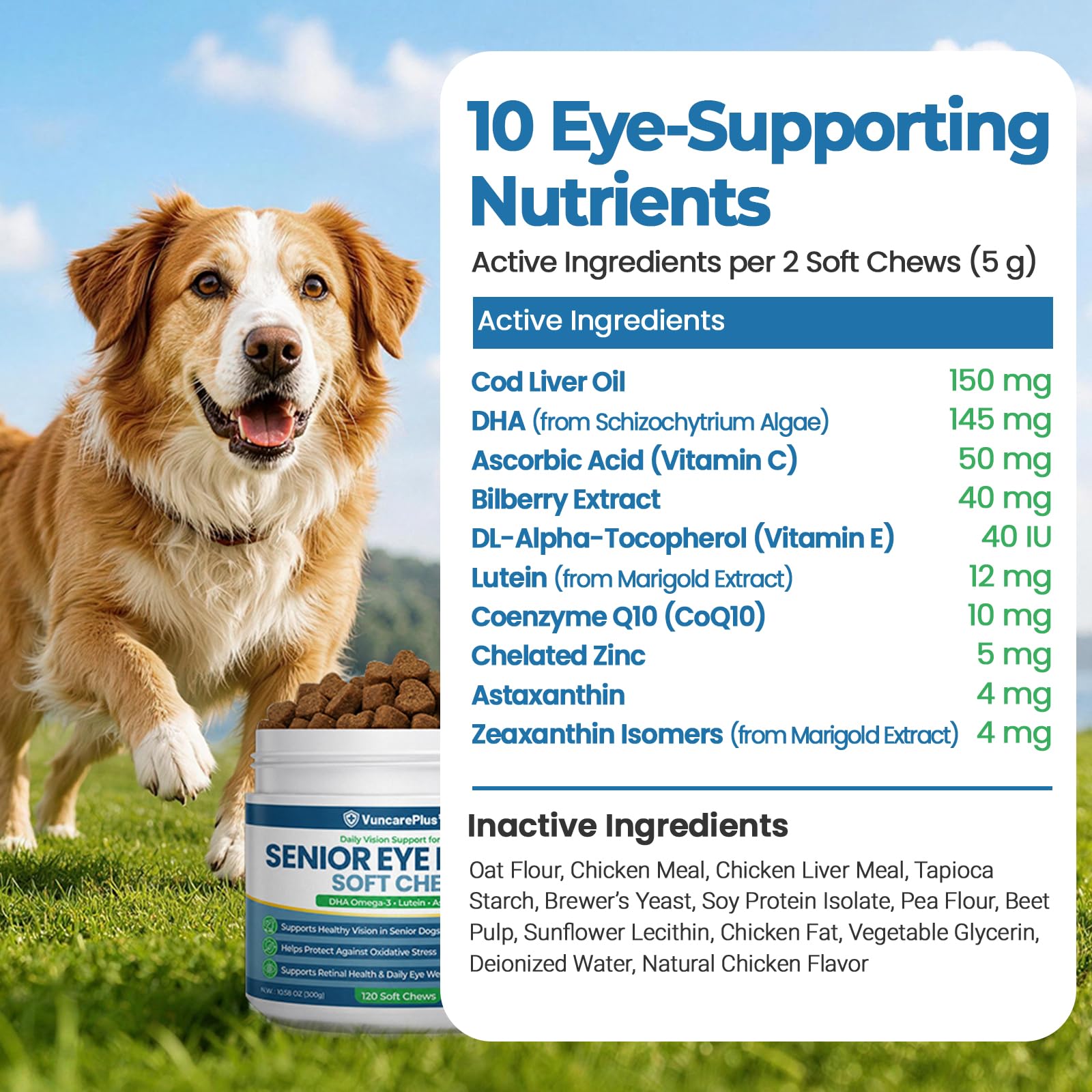 Senior Dog Eye Supplement with Lutein and DHA, 120 Soft Chews — Amazon image 9