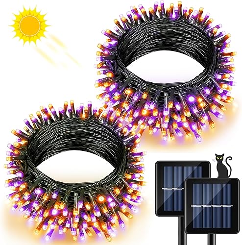 Miniatura 23 de 2 paquetes de luces solares de Navidad para exteriores, 80 pies con 240 luces LED impermeables para exterior, 8 modos de luces de hadas Blanco
