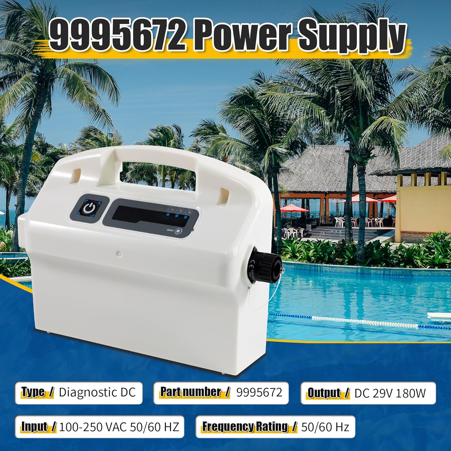 Upgraded 9995672 Assy Power Supply Replacement Part with Power Cord Compatible with Dolphin Pool Cleaners, 180W with Weekly Timer, Replaces 9995672-US-ASSY for Robotic Pool Cleaner
