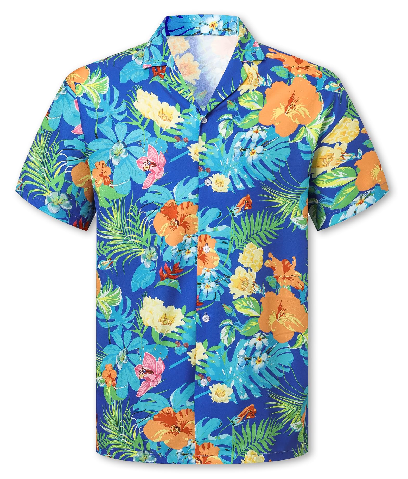 Cromoncent Hawaiian Shirt for Boy&amp;Men Short Sleeve Cuban Collar Tropical Holiday Summer Beach Shirts