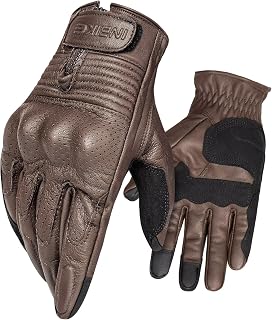 INBIKE Motorcycle Gloves for Men Premium Genuine Perforated Leather Breathable Motorbike Riding Gloves Touchscreen with Ha...