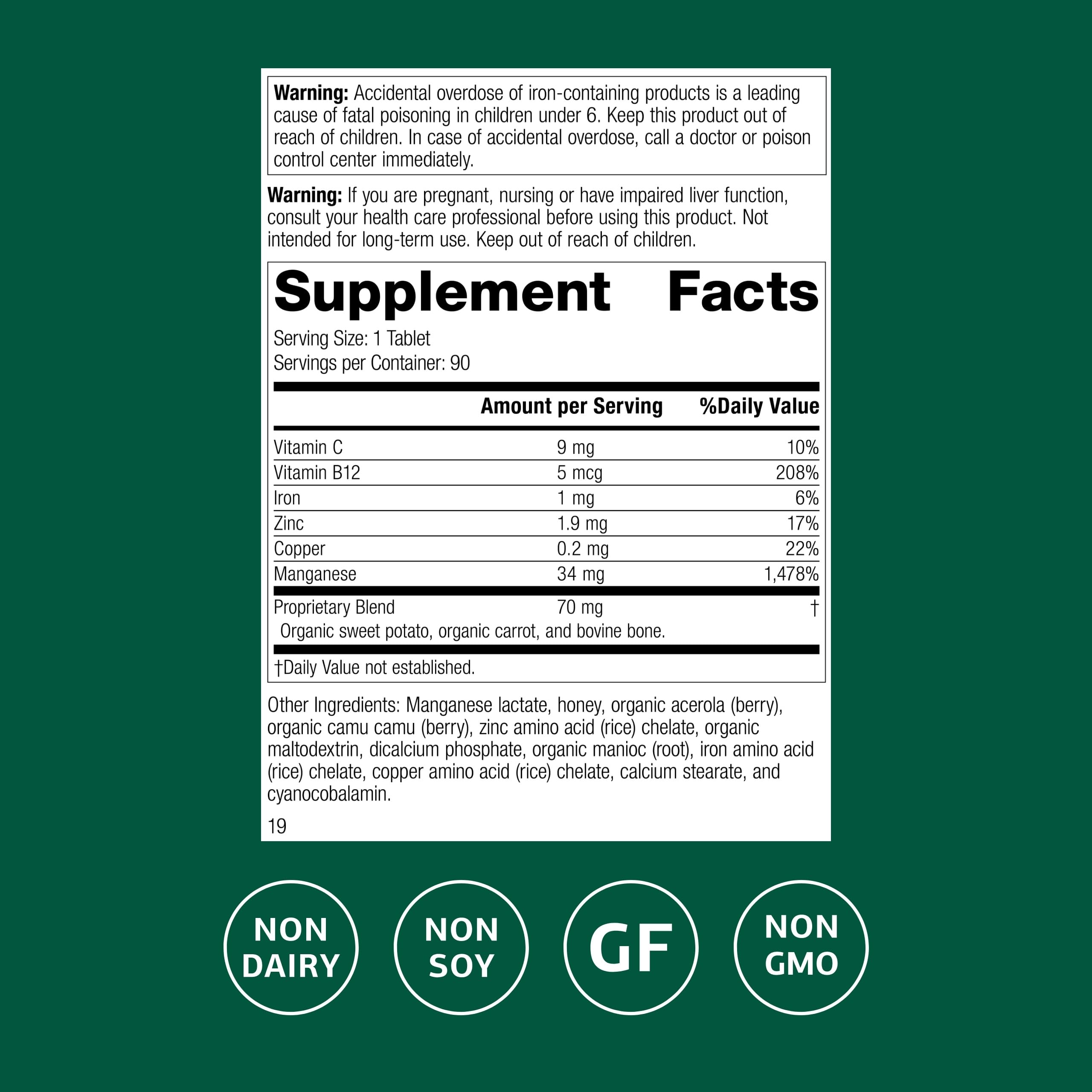 Standard Process Manganese B12, Bone & Connective Tissue, 90 Tablets — Amazon image 2