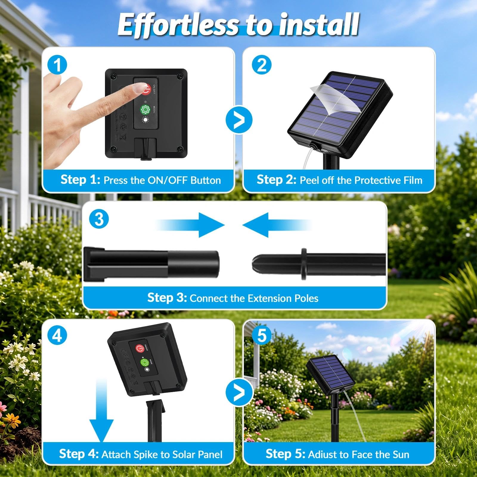 Guirnalda de luces solares, 20 pies, 60 luces LED solares con 8 modos de iluminación, tira de luz impermeable IP65 al aire libre para jardín, patio, terraza, valla, árbol, fiesta, decoración