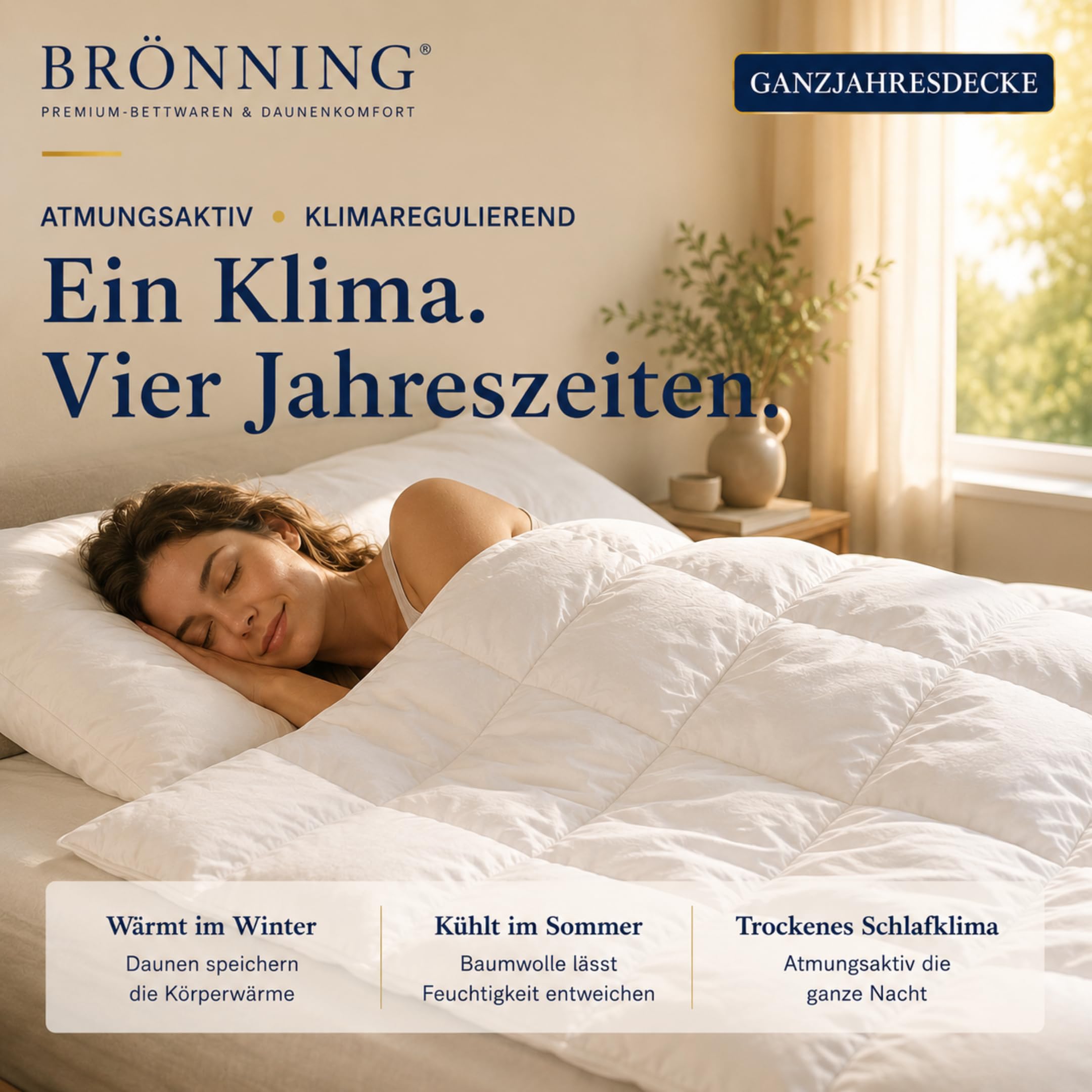 Bettdecke 220x240 Ganzjahr- 90% Daunen - Made in Germany Daunendecke
