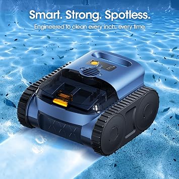 Cordless Robotic Pool Vacuum with Sonar Navigation & Track Drive, Dual 180W Brushless Motors, Wall & Waterline Climbing, 150-Min Runtime, for Inground & Above-Ground Pools up to 2,150 Sq. Ft.