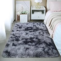 Vista 44 de Alfombras mullidas de 4 x 6 pies para dormitorio de niñas, alfombra de pelo largo lavable en arco iris para habitación de niños, guardería