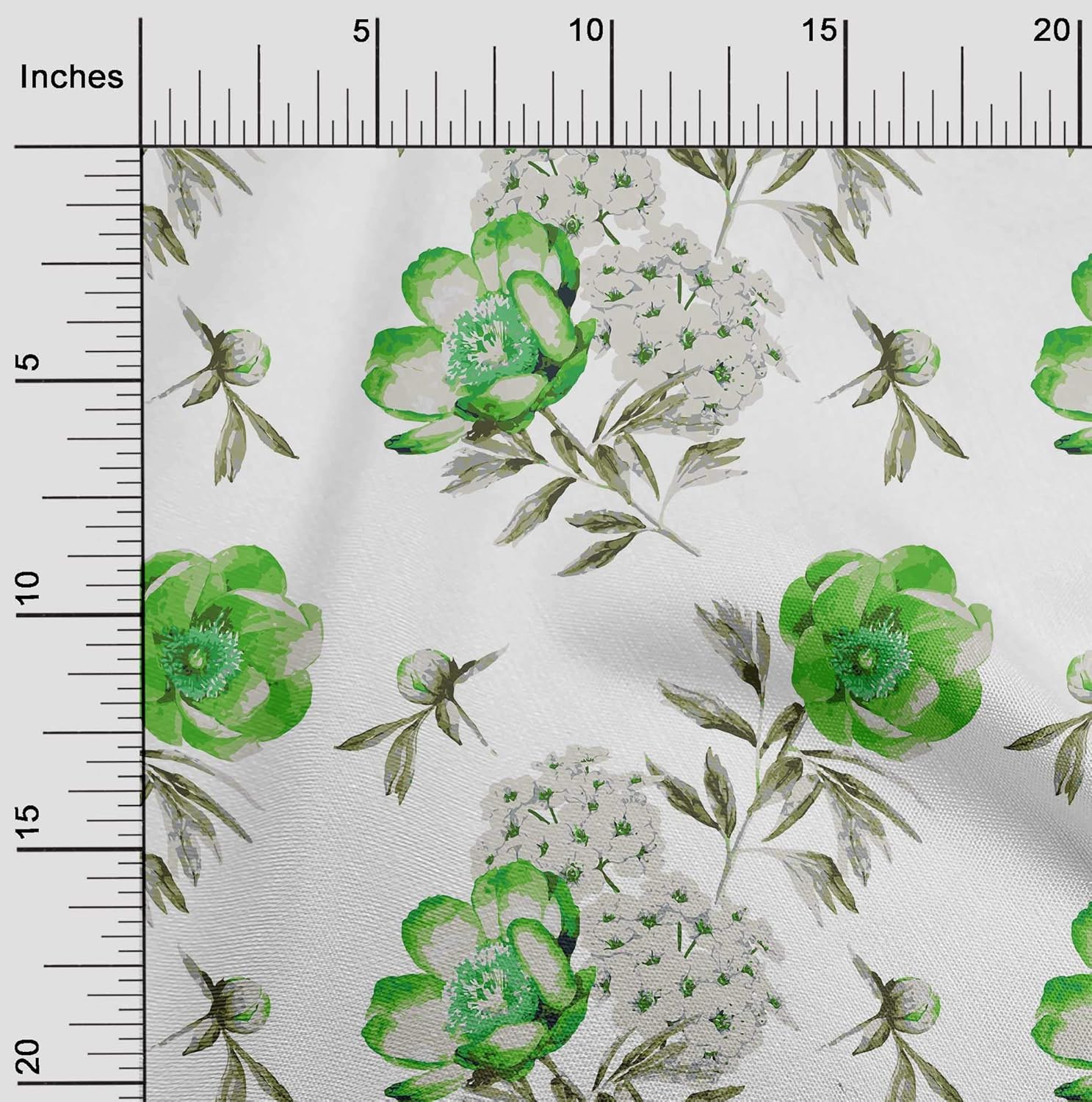 oneOone Cotton Jersey Green Fabric Flower & Leaves Watercolor Quilting Supplies Print Sewing Fabric by The Yard 58 Inch Wide