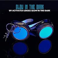 Vista 8 de Lentes estilo victoriano Steampunk con diseño de brújula, lentes de colores y lupa ocular A.Azul