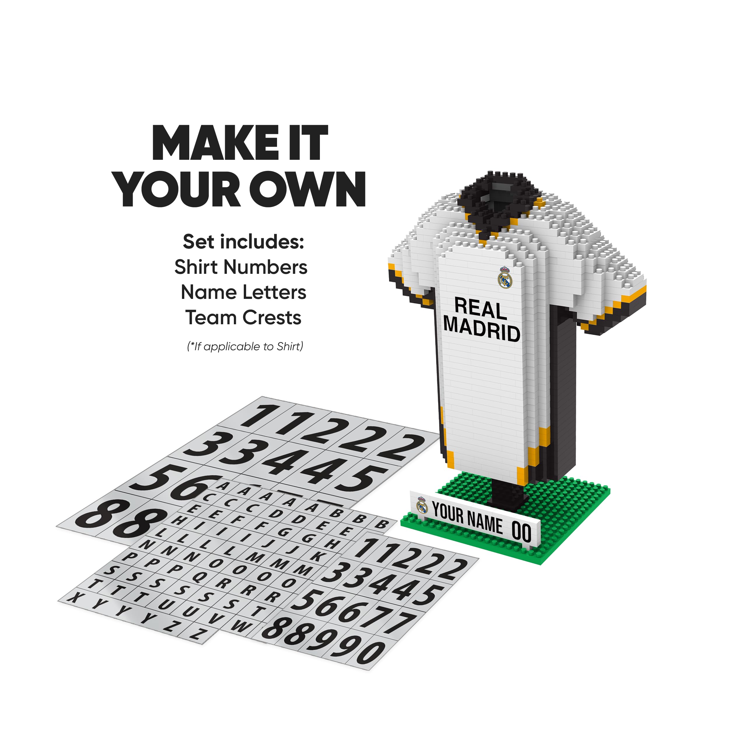 FOCO Offizielles Lizenzprodukt Personalisiertes Fußball-3D-BRXLZ-Schreibtisch-Trikot (Real Madrid CF (867-teilig))