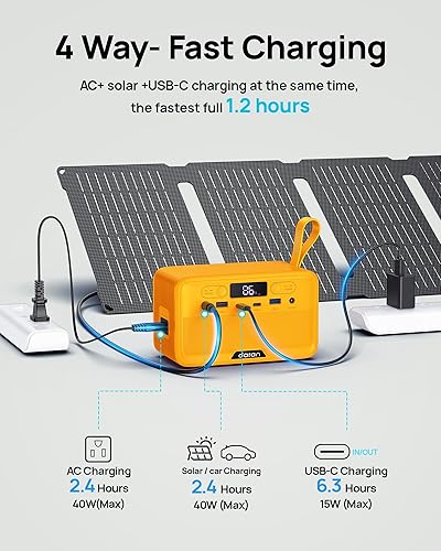 Miniatura 4 de Estación de energía portátil LiFePO4 de 28,000 mAh, batería de 100 W (pico de 200 W) banco de energía solar, cargador portátil, pequeño generador