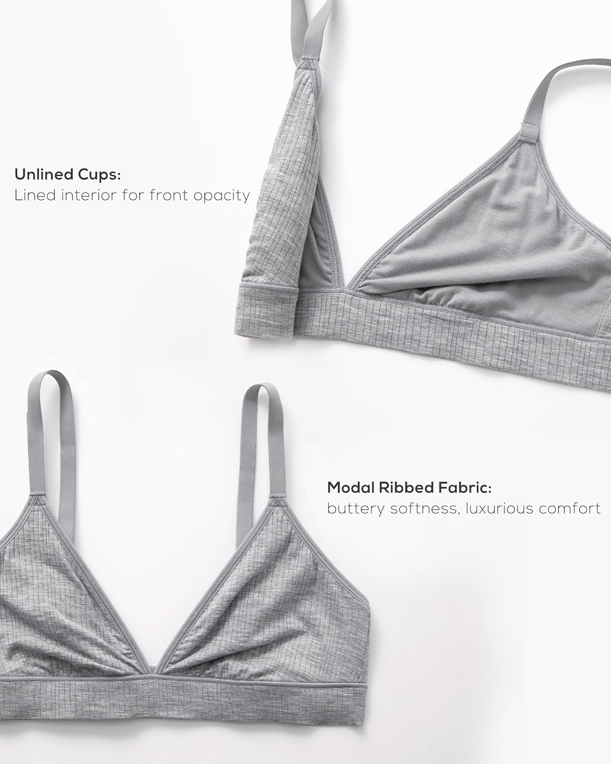 Women's Natrelax Triangle Bralette No Underwire Plunge Unlined Ribbed Soft Wireless Bra V Neck Sexy Everyday - Image 5