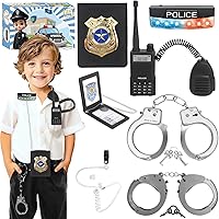IVENRXIU Police Toys for Kids: 13-Piece Pretend Play Set with Handcuffs, Warning Lights, Walkie-Talkie - Role Play Gifts for Boys Girls Halloween Birthday