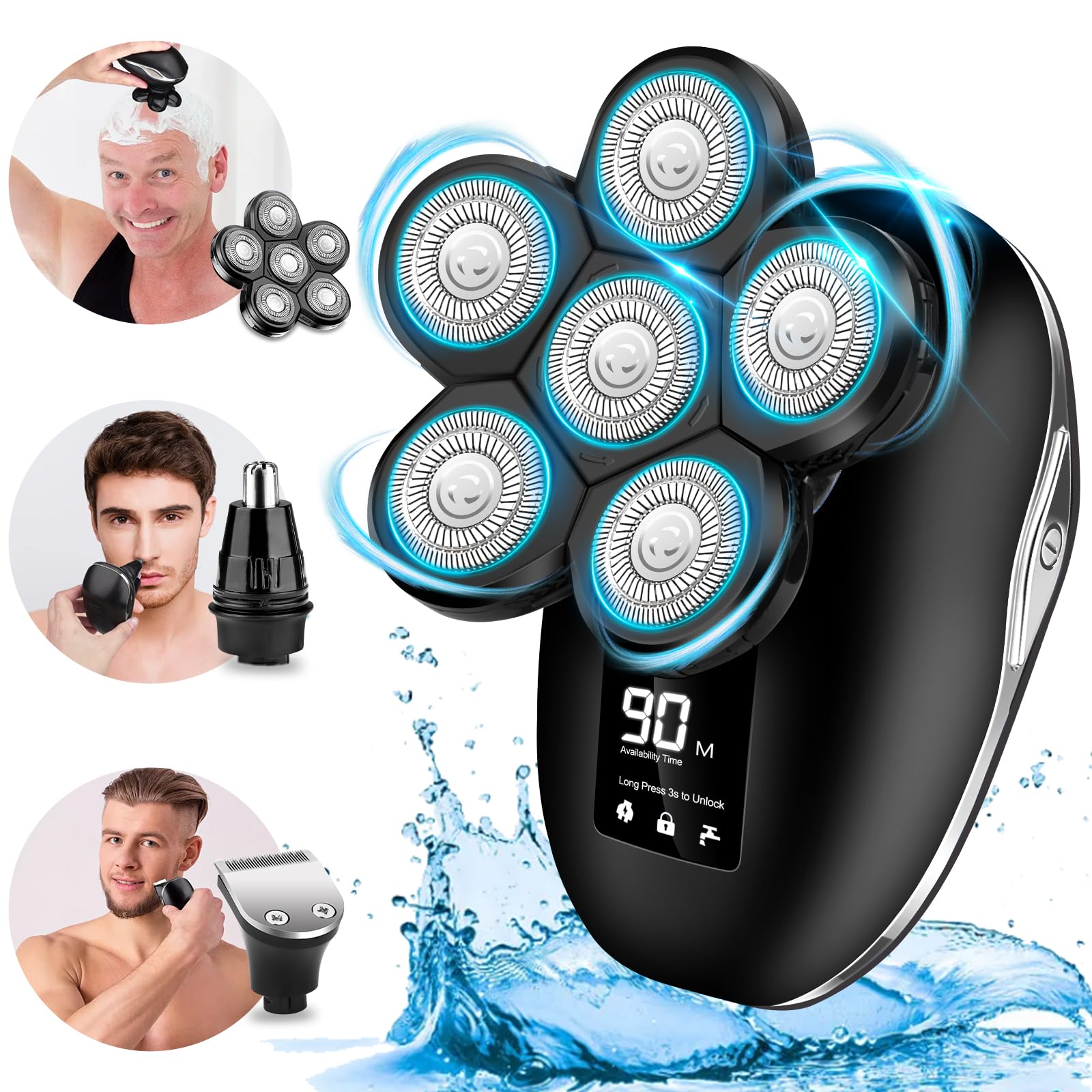 Buy Electric Head Shaver for Bald Men, 6 in 1 Mens Electric Head Razor