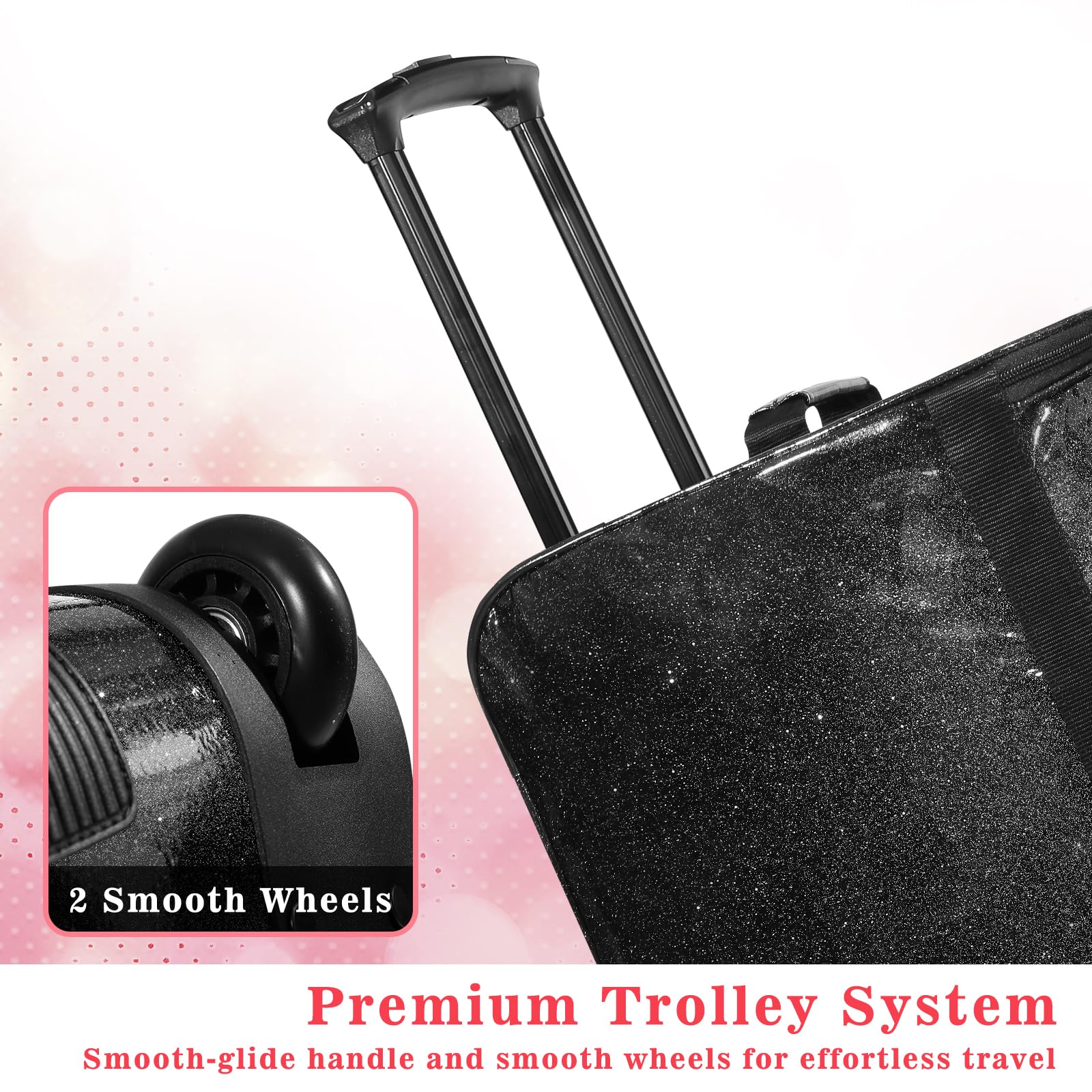 Sac de danse avec porte-vêtements - Grand sac à vêtements de danse avec roulettes pour danseuses / filles / femmes - Sac de voyage pliable - Indispensable pour les compétitions de danse, Noir - 71 cm