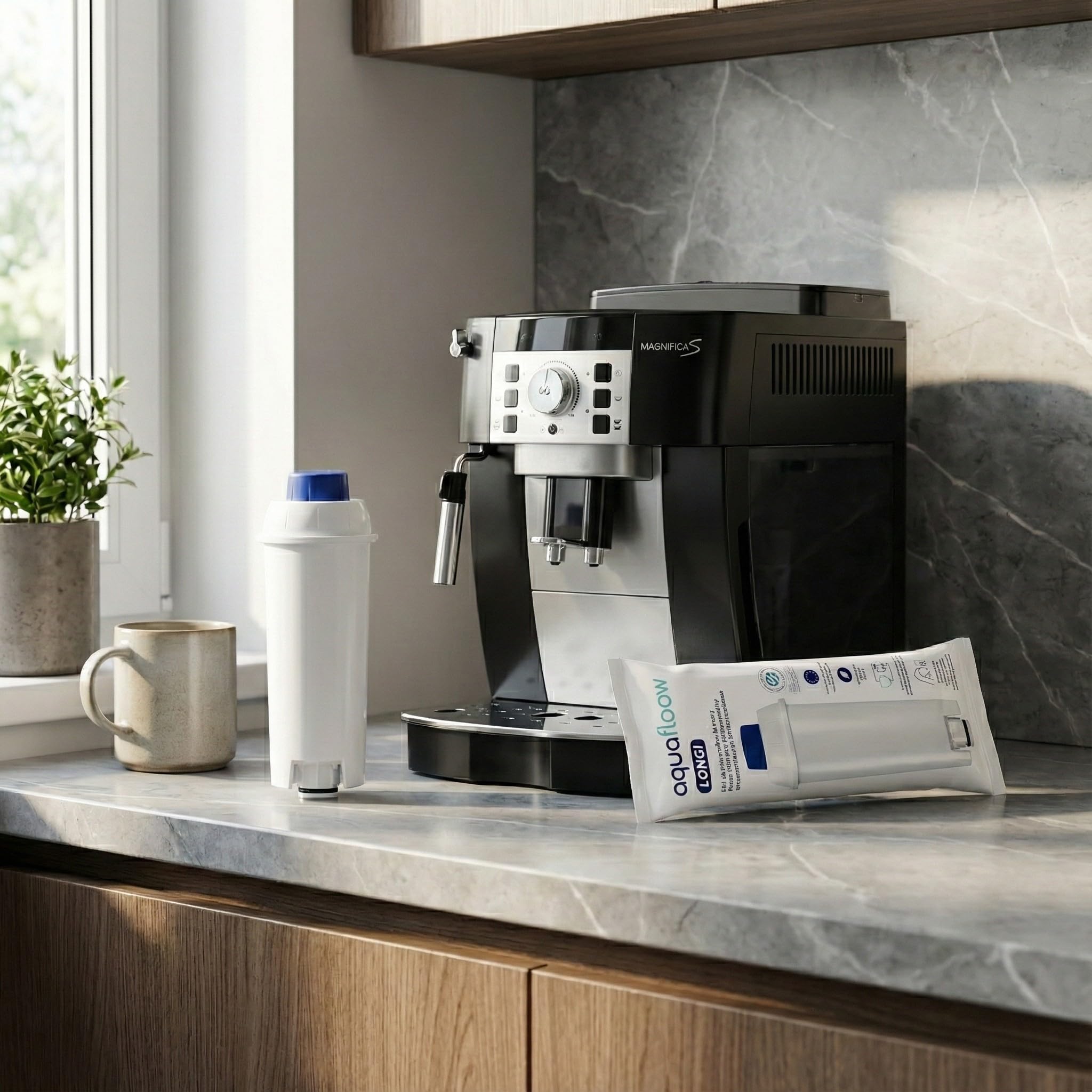Aquafloow Filtre à Eau DLSC002 Compatible avec Machine à Café et Expresso DeLonghi® Magnifica® S, Eletta Explorer®, Dinamica®, PrimaDonna® et Série ECAM Cartouche Filtrante de Remplacement (10x)