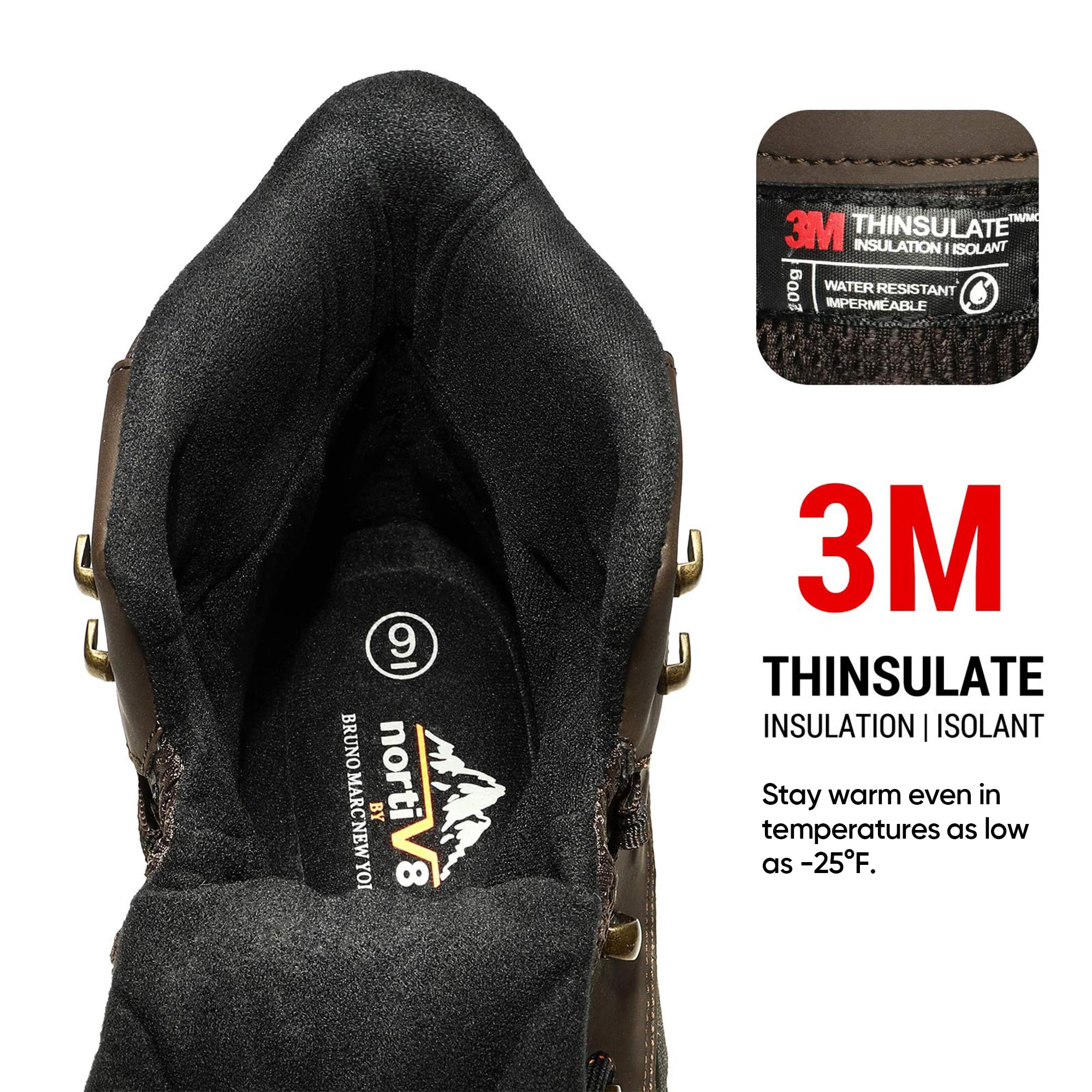 NORTIV 8 Bottes de Neige pour Homme Imperméables | Bottes de Hiver Chaudes Légère et Antiderapante, Confortable Système de réchauffement