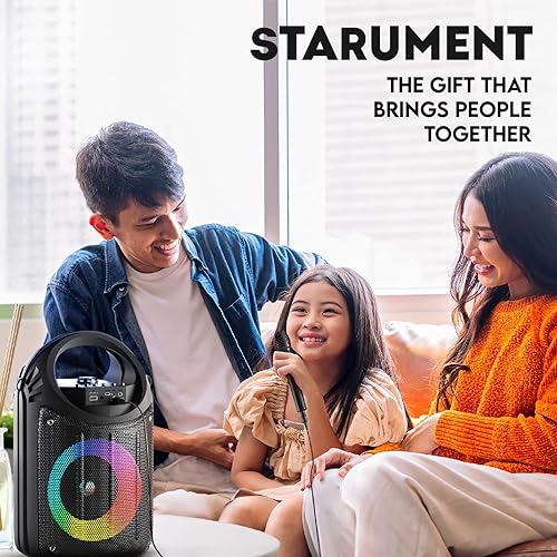 Miniatura 3 de STARUMENT Máquina de karaoke para niños con Bluetooth altavoces recargables y portátiles con micrófono color negro