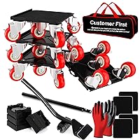 Vista 8 de Juego de 5 ruedas resistentes para muebles con ruedas de goma silenciosas, rotación de 360° con freno, capacidad de carga de 1000 libras, elevador