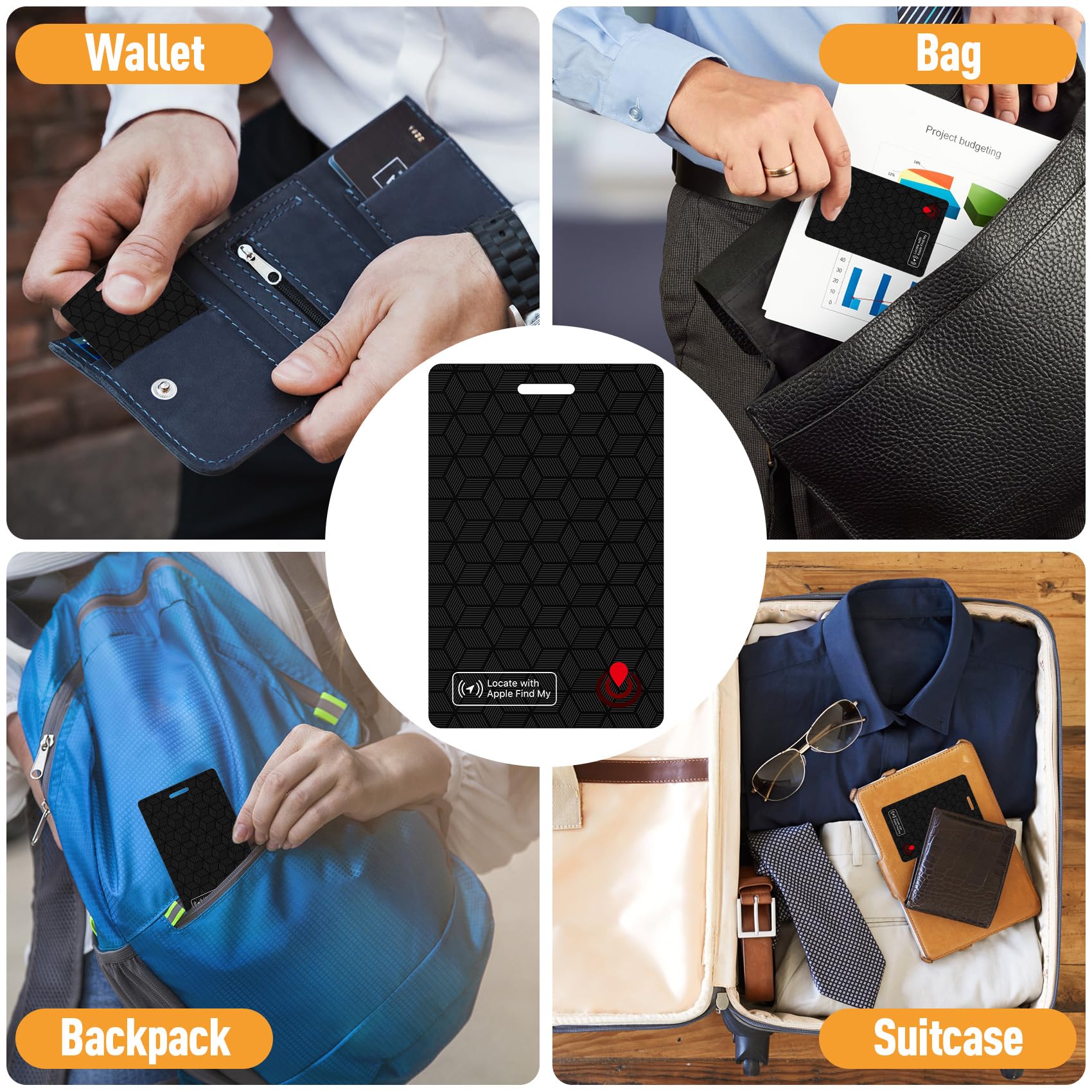 NOVOO Traceur Carte Ultra-Mince 6 Ans D'Autonomie – Localisateur Bluetooth Pour Portefeuille, Valise, Sac Compatible Apple Localiser IOS