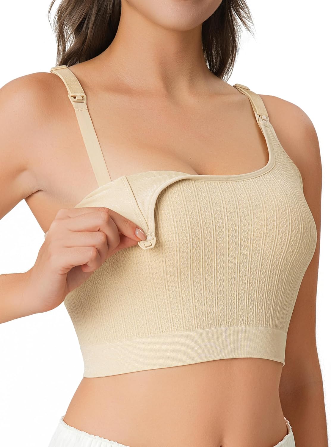 Seamless Sleep Pumping Bra Hands Free, All-in-One Nursing Bra for Breastfeeding, Ultra Comfort for All Day Wear