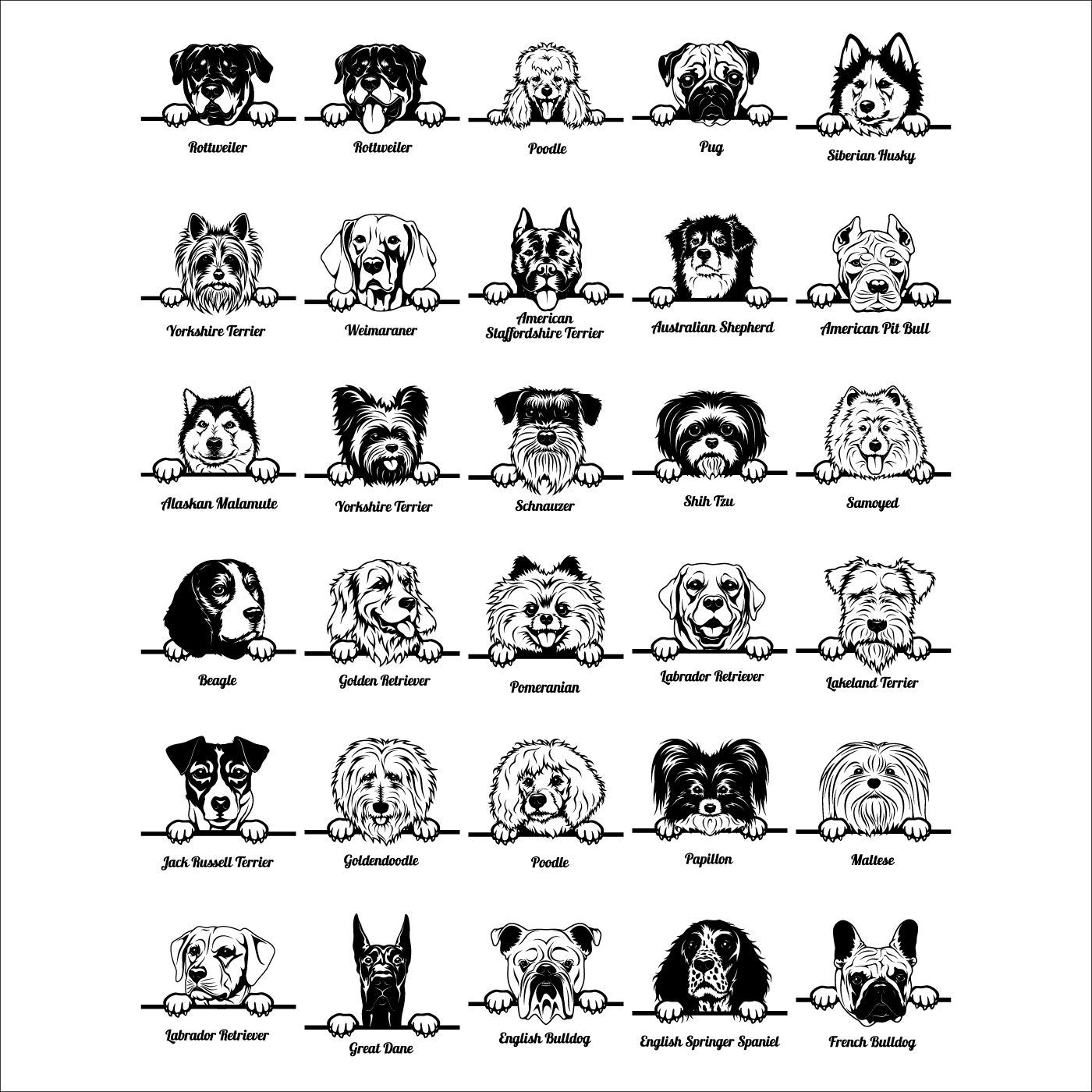 Spähen Hund Clipart-Vektor Clip Art-Vinyl Cutter Plotter Bilder-T-Shirt Grafiken CD