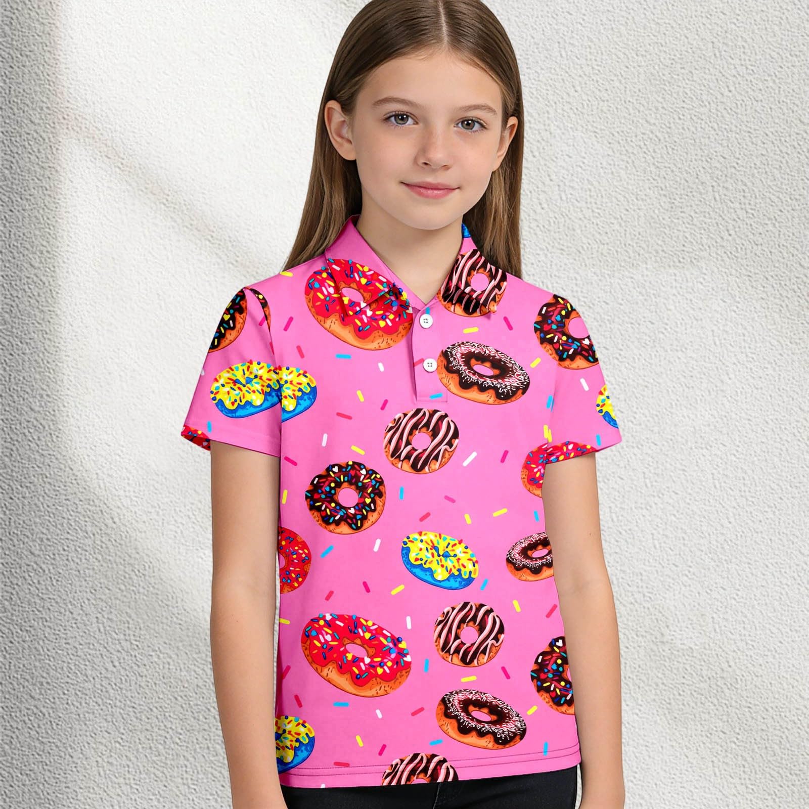 Camicia Casual Bambino, Camicia Hawaiana Ragazzo Camicia Casual da con Stampa di Ciambelle Classica Colletto Abbottonato Elegante per E