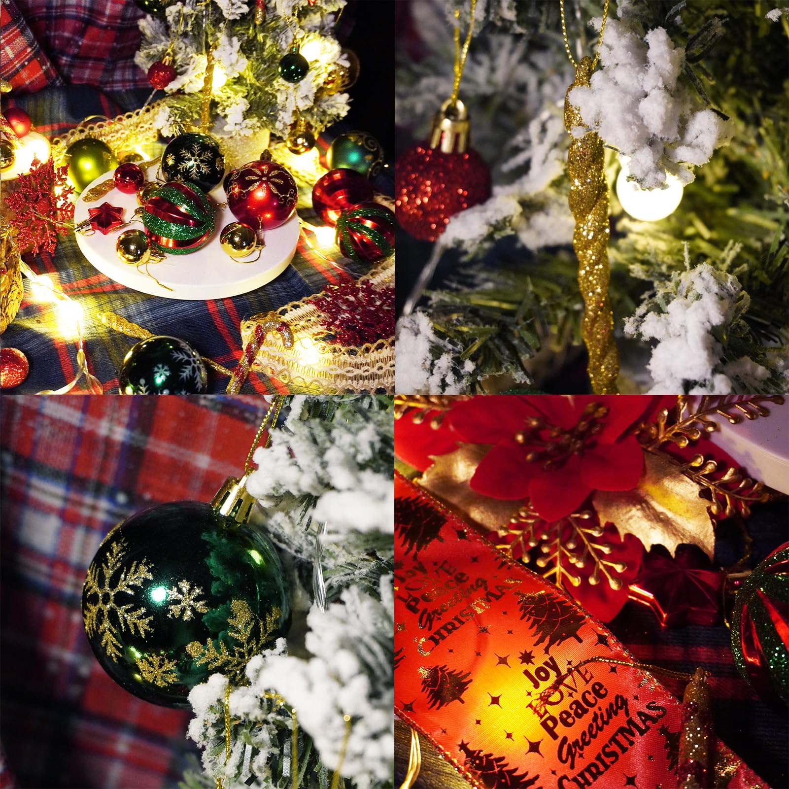 Ornamenti per albero di Natale, 135 pezzi, set di decorazioni per albero di Natale, kit di decorazione per albero di Natale infrangibile, bastoncino di zucchero da appendere, decorazione stravagante,