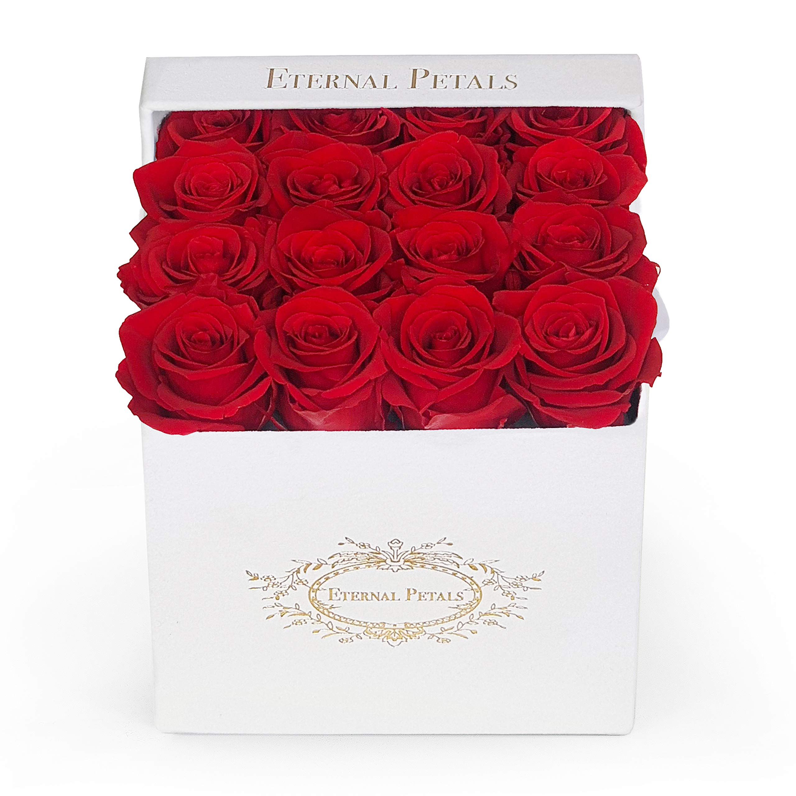 Eternal Petals100% Real Roses That Last A Year - White Flower Box (Red)