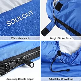 3-4 Season Sleeping Bag for Adults & Kids, Lightweight Warm Cold Weather Camping Bag with Waterproof Compression Sack - Portable for Hiking, Backpacking, Traveling & Outdoor Adventures (Blue)
