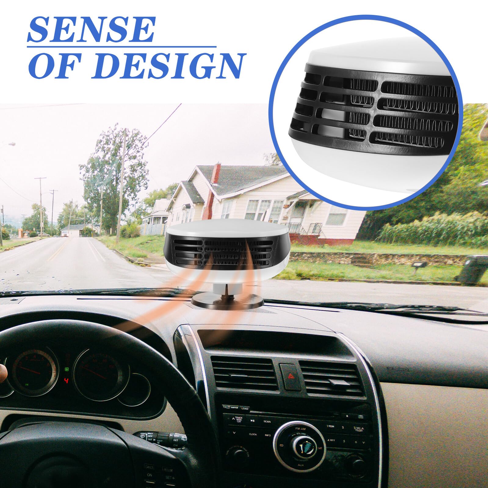 TOYANDONA Calefactor Portátil para Coche 12v Función de Desempañador y Descongelador de Parabrisas Ventilador Ajustable para Calefacción Rápida Vehículos Suv y Autocaravanas