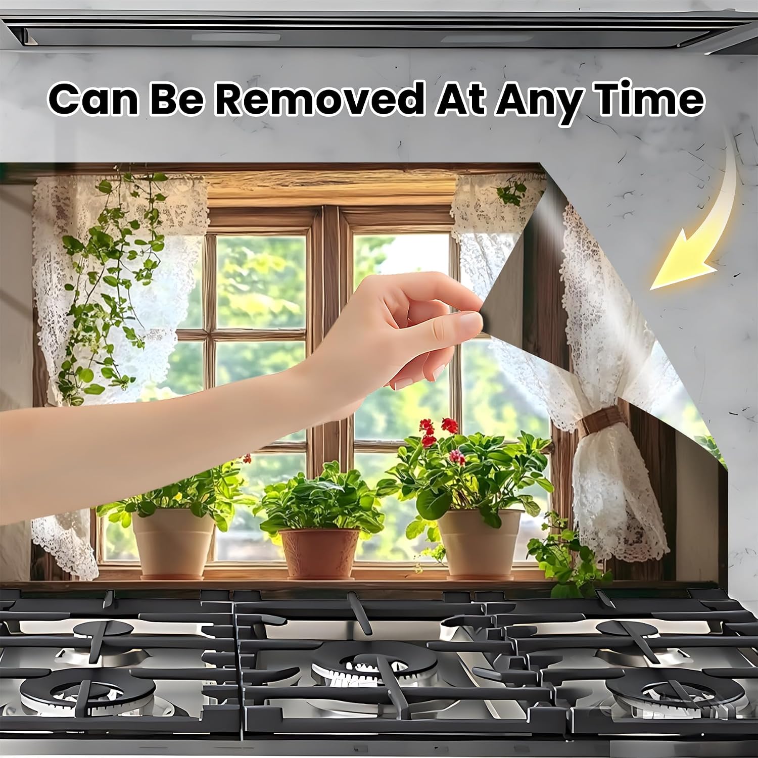 Kitchen Wallpaper Self Adhesive Oil Proof Sticker Waterproof Backsplash Wall Protector Film Removable Paper for Cupboard 30 X 16 inch (Window 2, 30L x16W) image 5