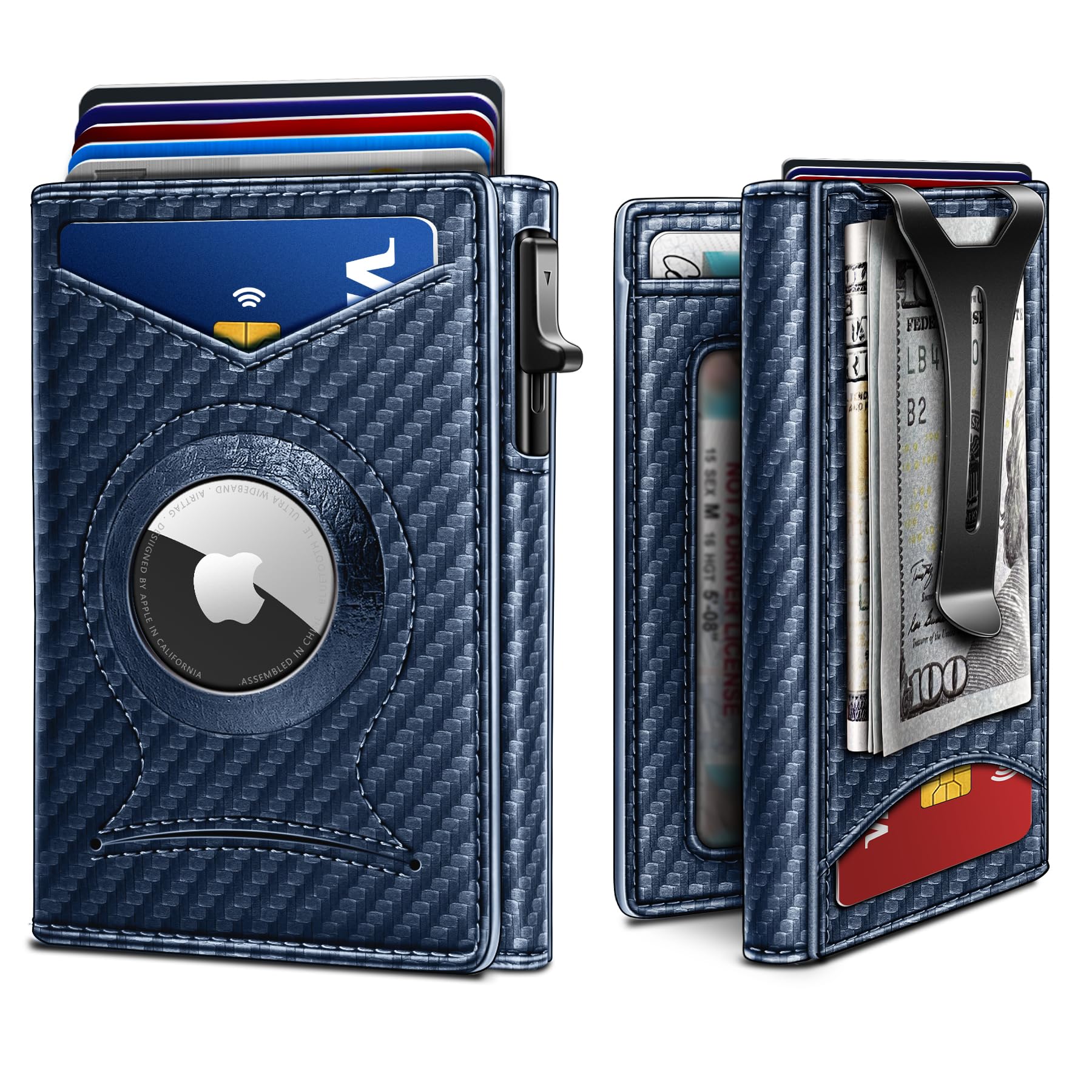 Sponsored Ad - Money Clip Wallet,Mens Gift Slim Wallet Credit Card Holder Airtag&Standard Use 9Cards-Metal Case in Magnetic Flip Shell