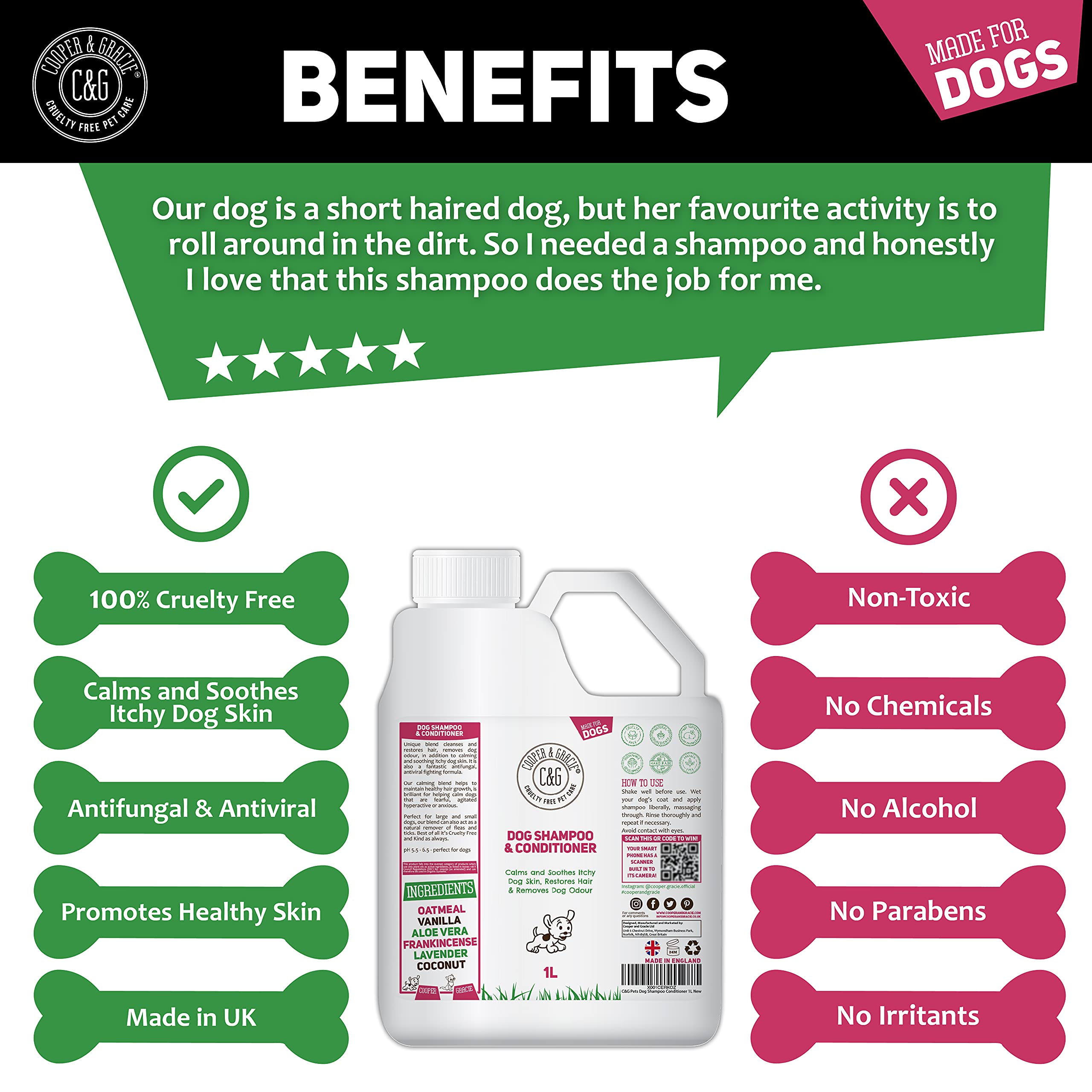 Cooper & Gracie C&G Pets Dog Shampoo & Conditioner 1L Anti